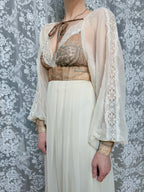 Vintage 1970s Balloon Sleeves Prairie Handmade Dress