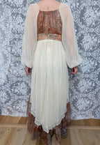 Vintage 1970s Balloon Sleeves Prairie Handmade Dress