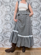 Vintage 1970s Gingham Patchwork Two Piece Prairie Set