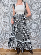 Vintage 1970s Gingham Patchwork Two Piece Prairie Set