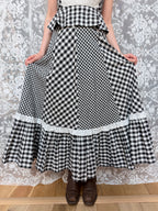 Vintage 1970s Gingham Patchwork Two Piece Prairie Set