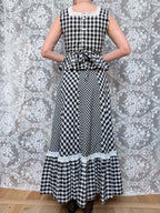Vintage 1970s Gingham Patchwork Two Piece Prairie Set