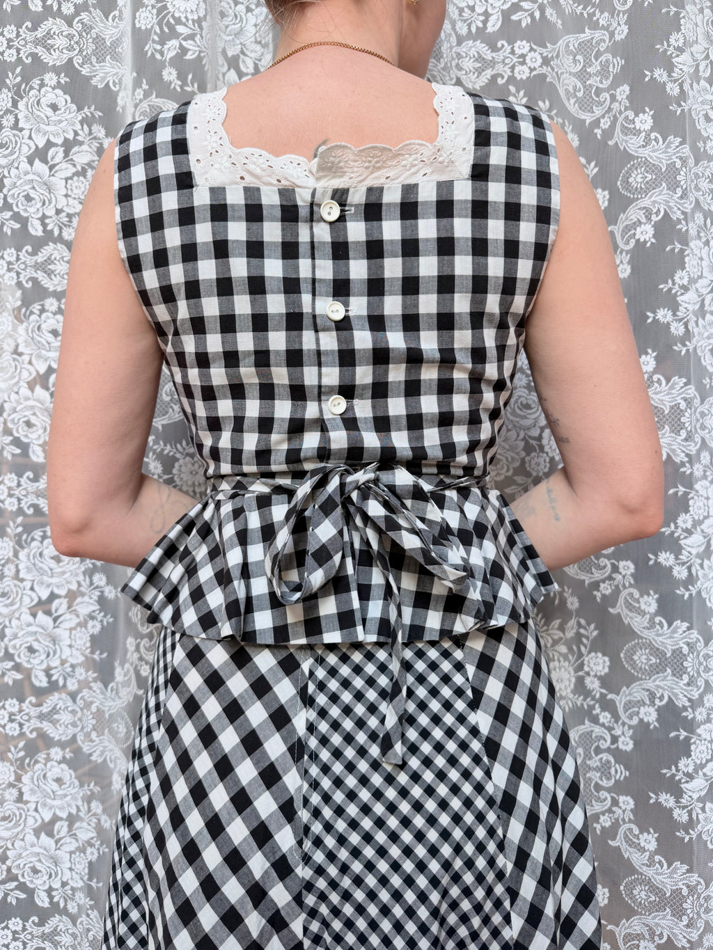 Vintage 1970s Gingham Patchwork Two Piece Prairie Set