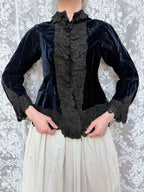 Antique Dark Blue Velvet and Lace Jacket 1890-1910