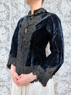 Antique Dark Blue Velvet and Lace Jacket 1890-1910