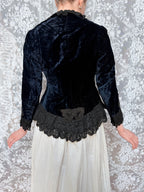 Antique Dark Blue Velvet and Lace Jacket 1890-1910