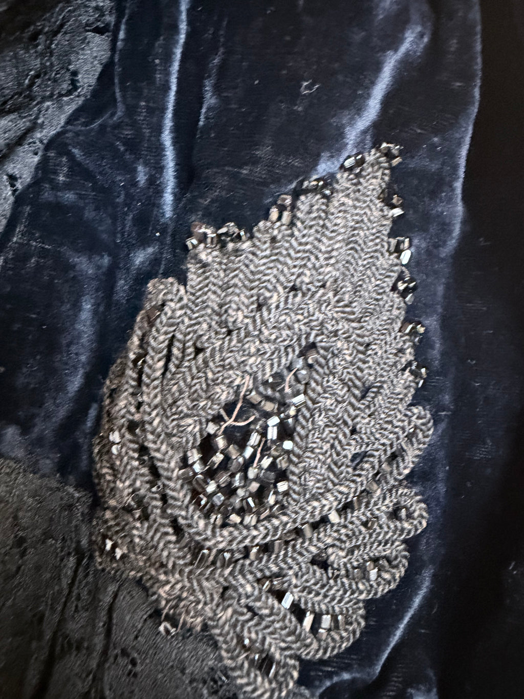 Antique Dark Blue Velvet and Lace Jacket 1890-1910