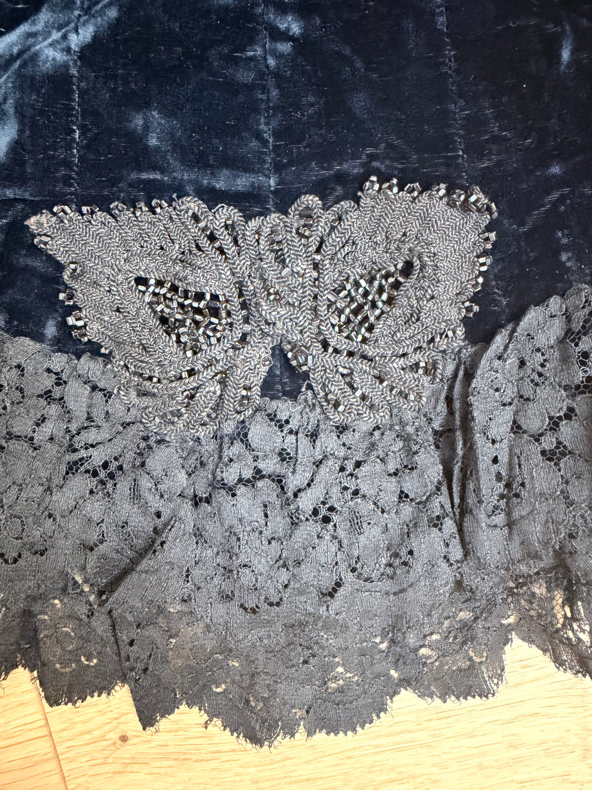 Antique Dark Blue Velvet and Lace Jacket 1890-1910