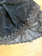 Antique 1890-1910 Dark Blue Velvet Opera Jacket with Jet-Beaded Lace
