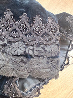 Antique 1890-1910 Dark Blue Velvet Opera Jacket with Jet-Beaded Lace