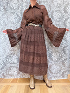 Vintage 1960s/1970s Jean Varon Bell Sleeve Polka Dot Dress