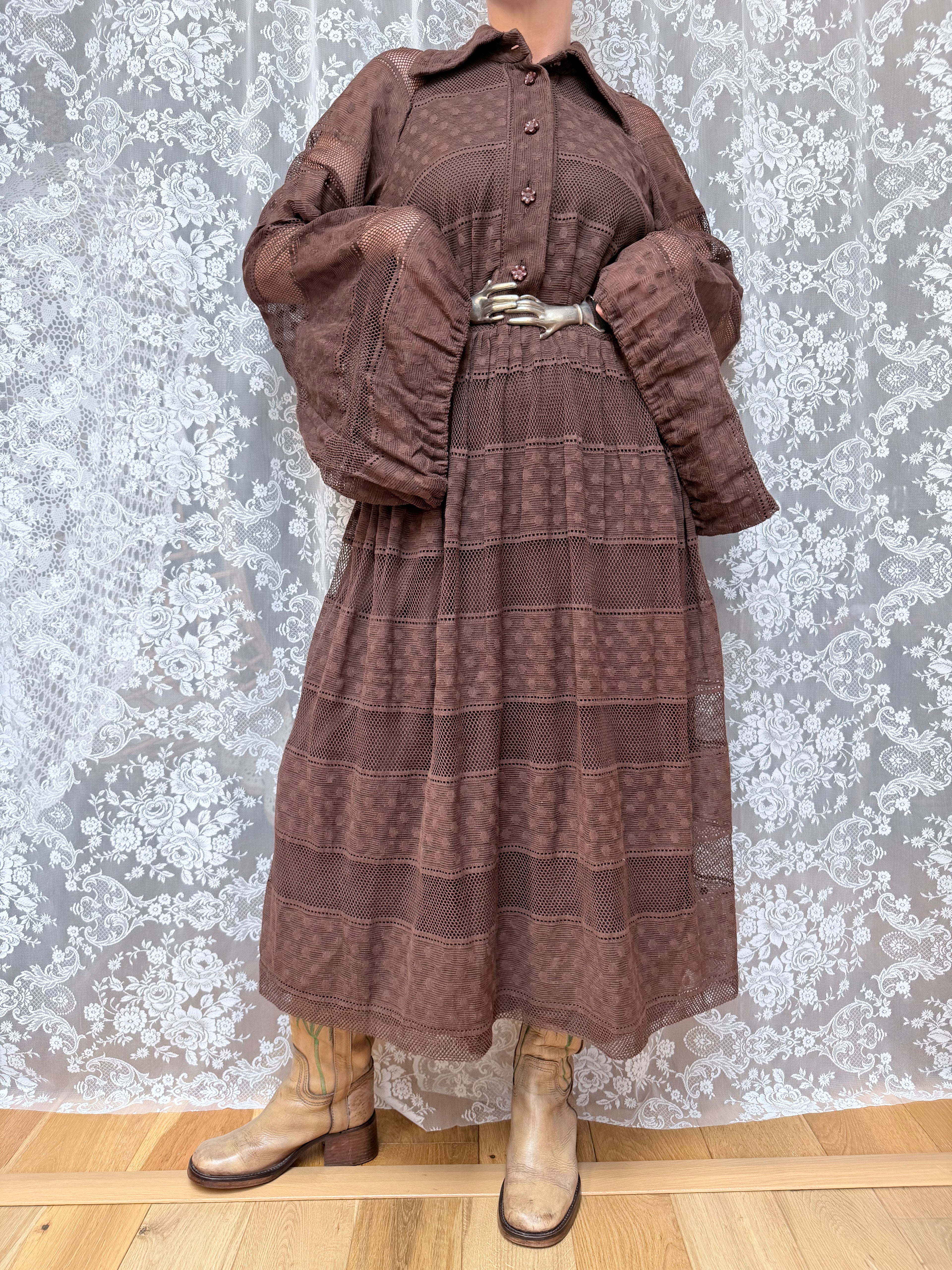 Vintage 1960s/1970s Jean Varon Bell Sleeve Polka Dot Dress