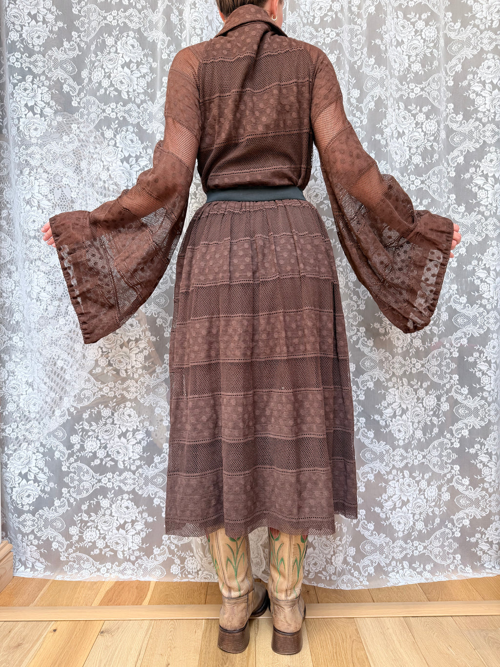 Vintage 1960s/1970s Jean Varon Bell Sleeve Polka Dot Dress