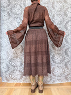Vintage 1960s/1970s Jean Varon Bell Sleeve Polka Dot Dress