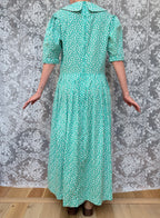 Vintage 1980s Laura Ashley Turquoise Sailor Collar Dress
