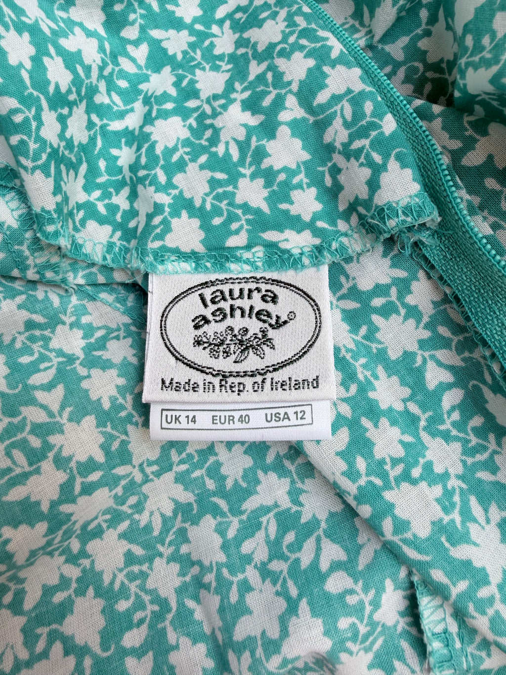 Vintage 1980s Laura Ashley Turquoise Sailor Collar Dress