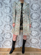 Vintage 1950s/1960s Pale Blue Oriental-Inspired Brocade Coat