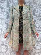 Vintage 1950s/1960s Pale Blue Oriental-Inspired Brocade Coat