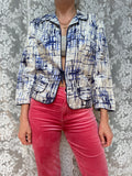 Vintage 1970s Carnegie Artsy Blue and White Jacket