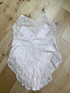 Vintage 1970s David Nieper Pink Lace Teddy Lingerie