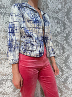 Vintage 1970s Carnegie Artsy Blue and White Jacket