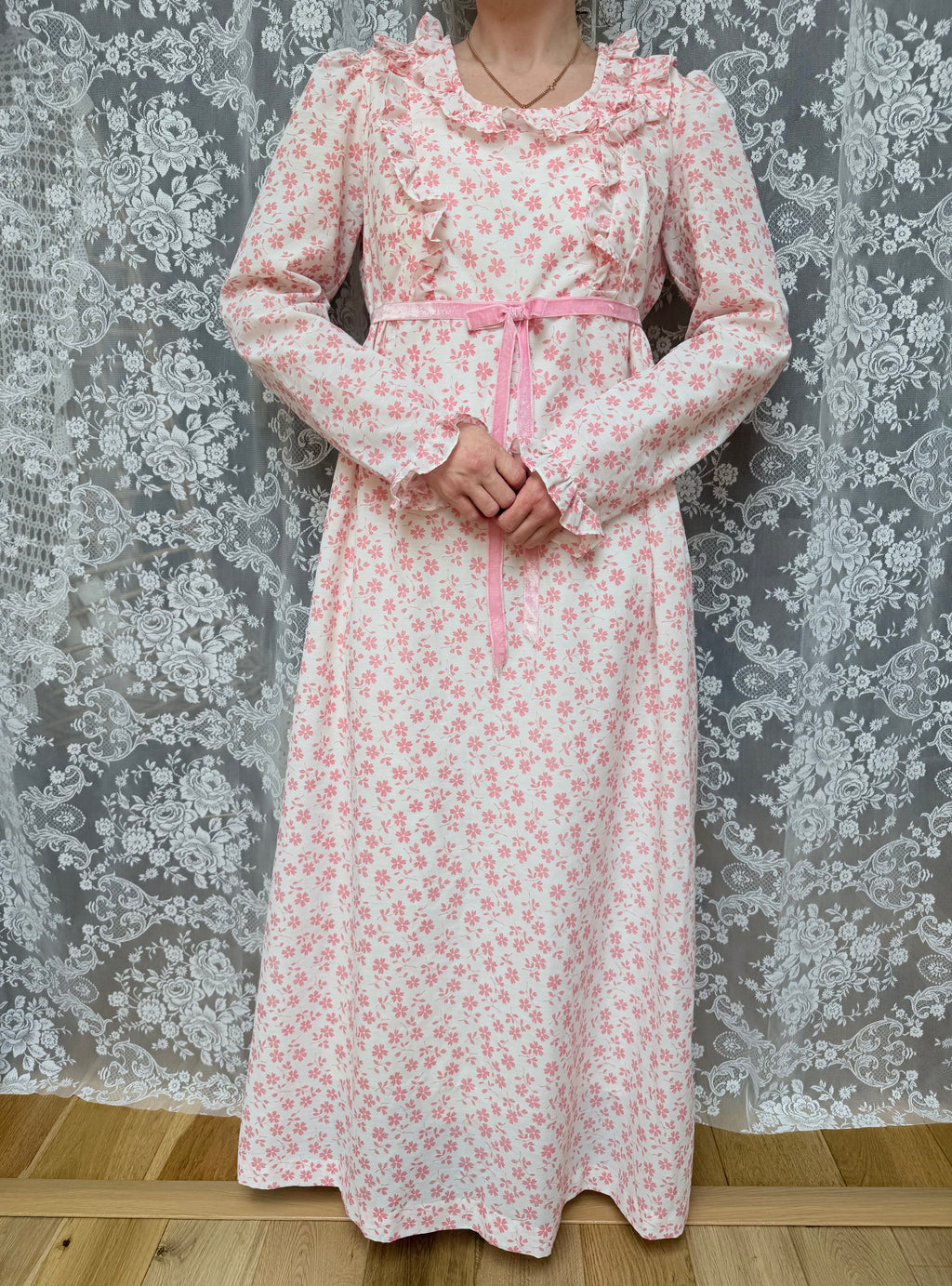 Vintage 1970s Vintage Quad Pink Prairie Dress