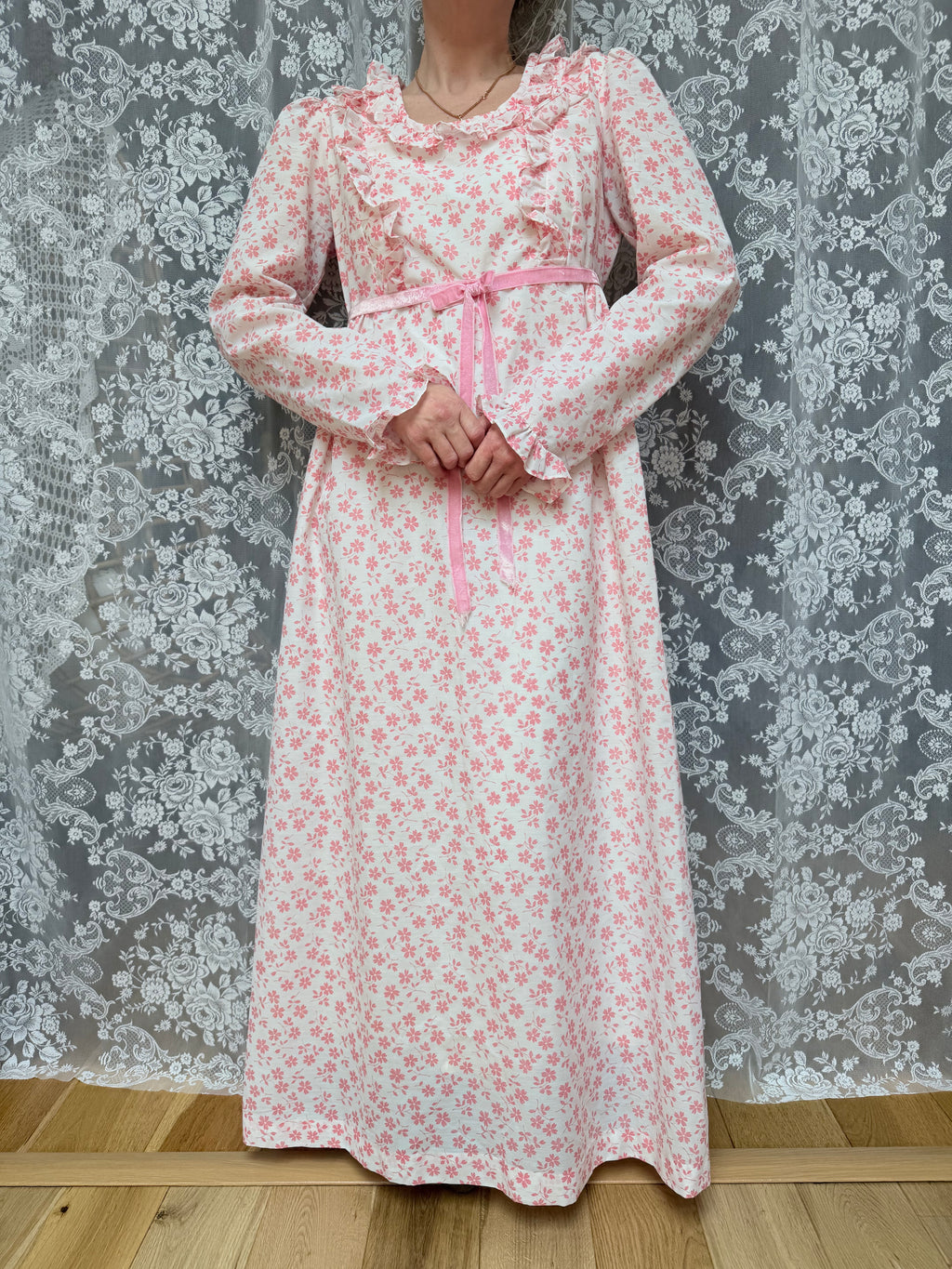 Vintage 1970s Vintage Quad Pink Prairie Dress