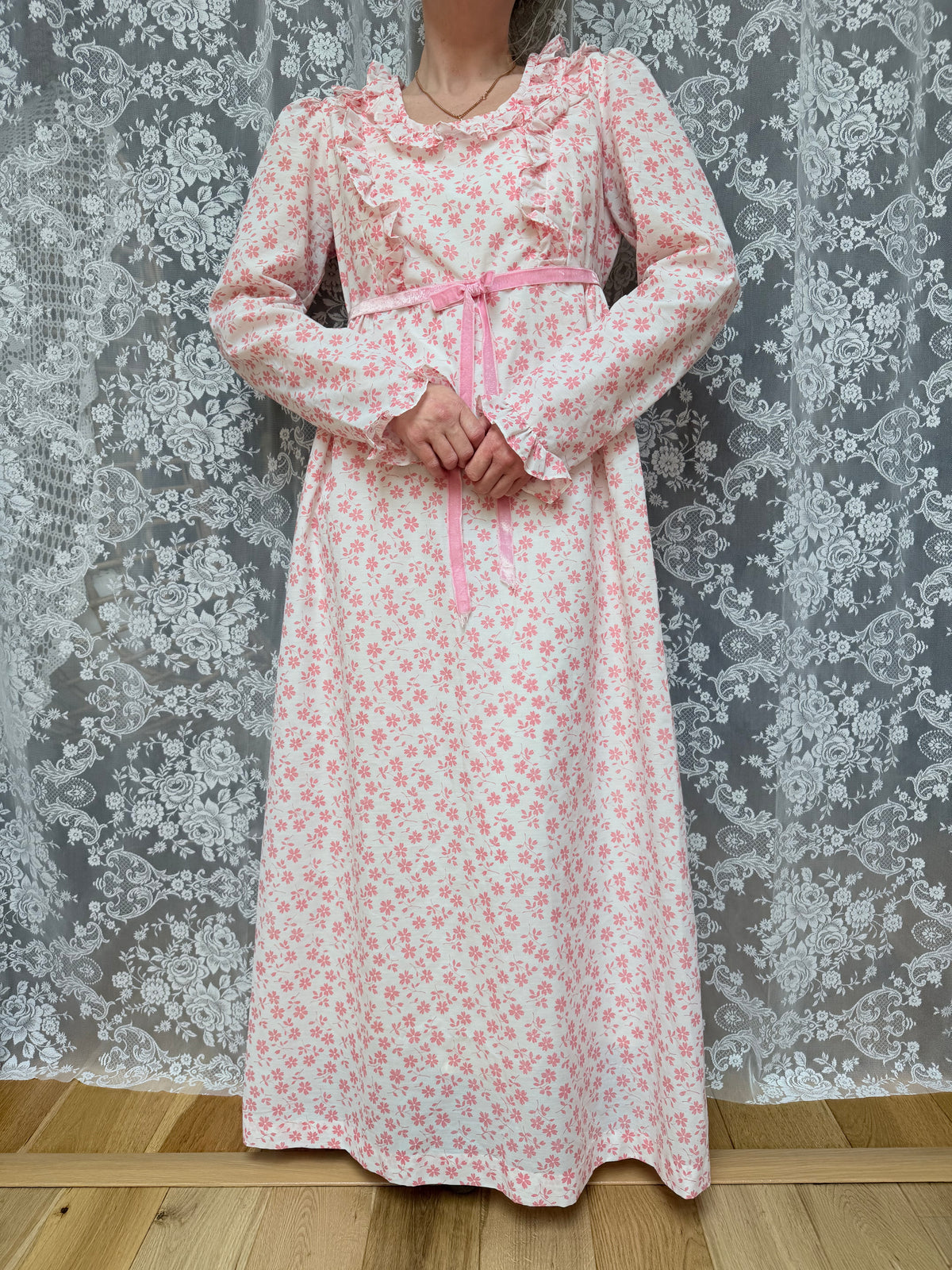 Vintage 1970s Vintage Quad Pink Prairie Dress