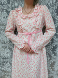 Vintage 1970s Vintage Quad Pink Prairie Dress