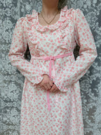 Vintage 1970s Vintage Quad Pink Prairie Dress