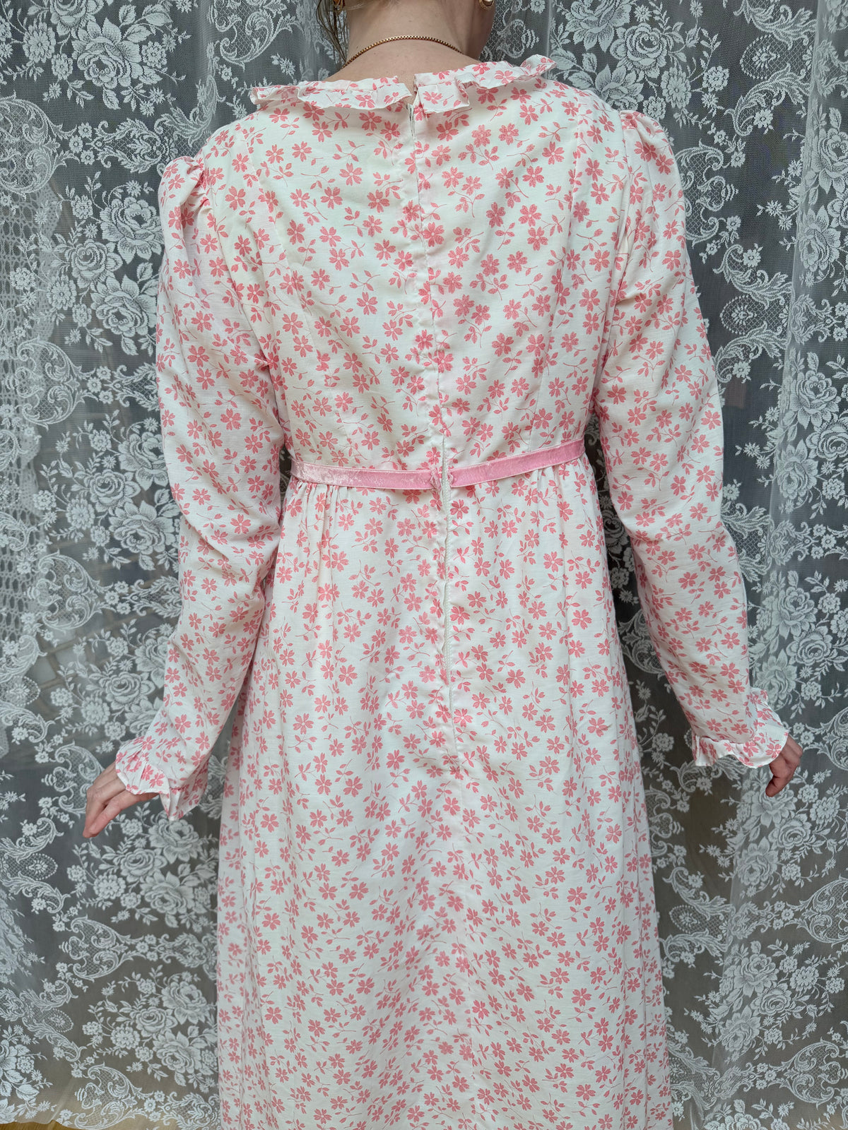 Vintage 1970s Vintage Quad Pink Prairie Dress