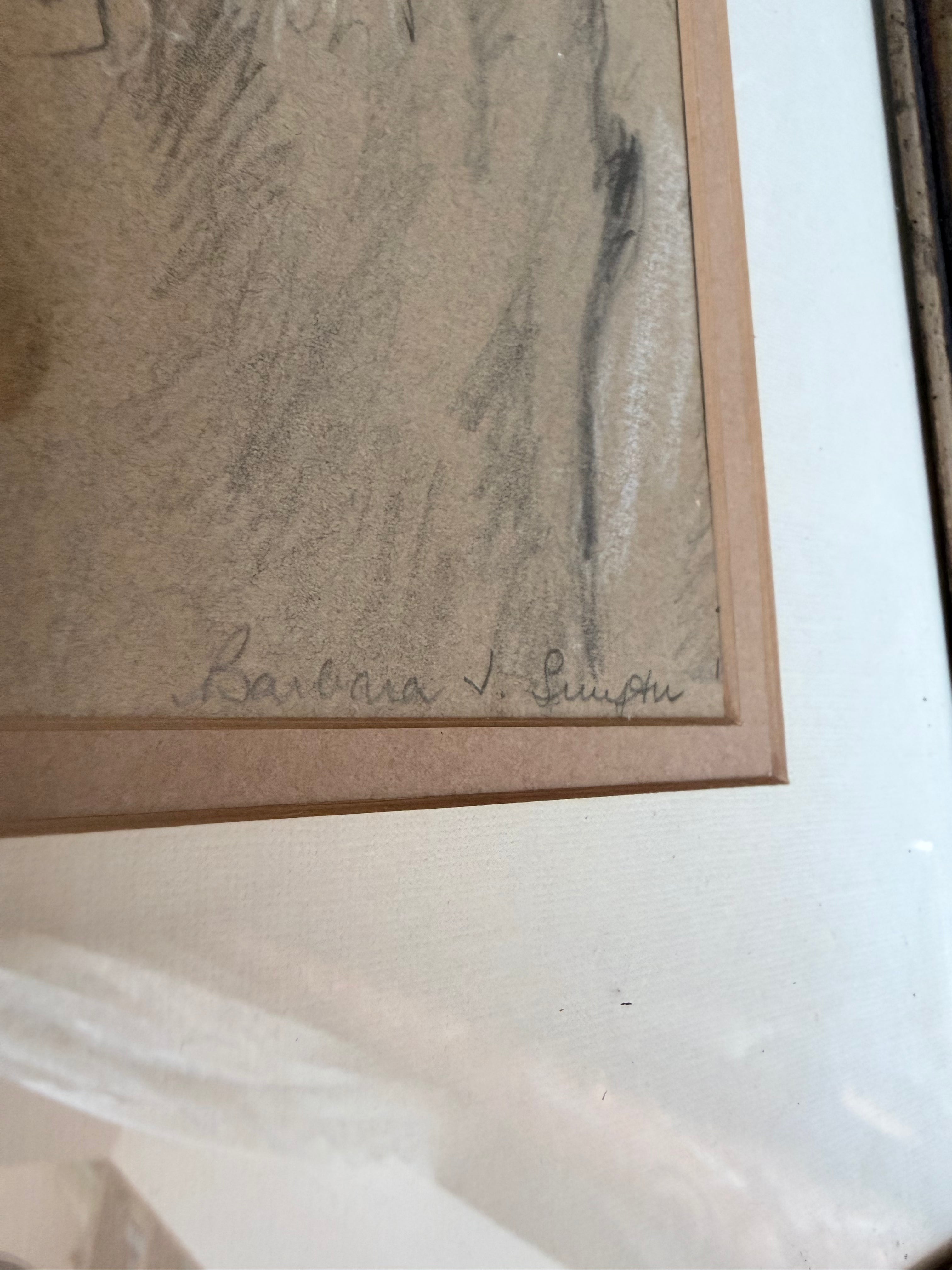 Pair of Beautiful Original Signed 1967 Charcoal Portrait Drawings