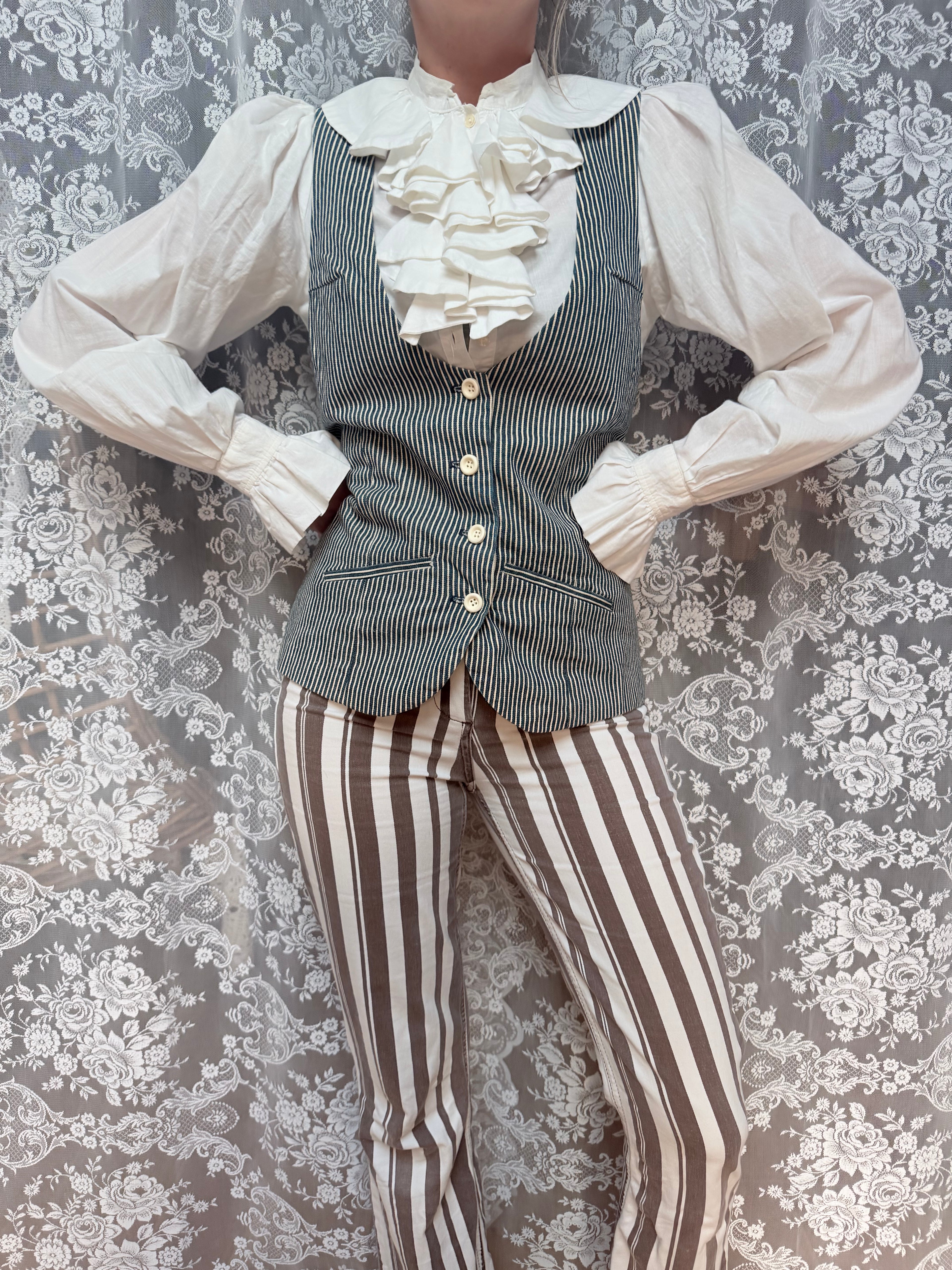 Mary Quant of London 1960s Pinstripe Tailored Waistcoat