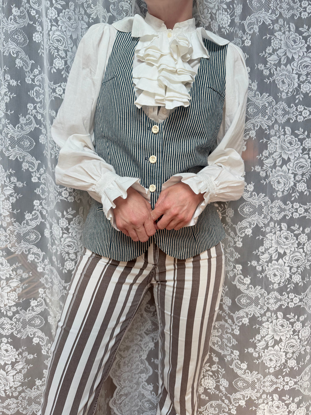 Mary Quant of London 1960s Pinstripe Tailored Waistcoat