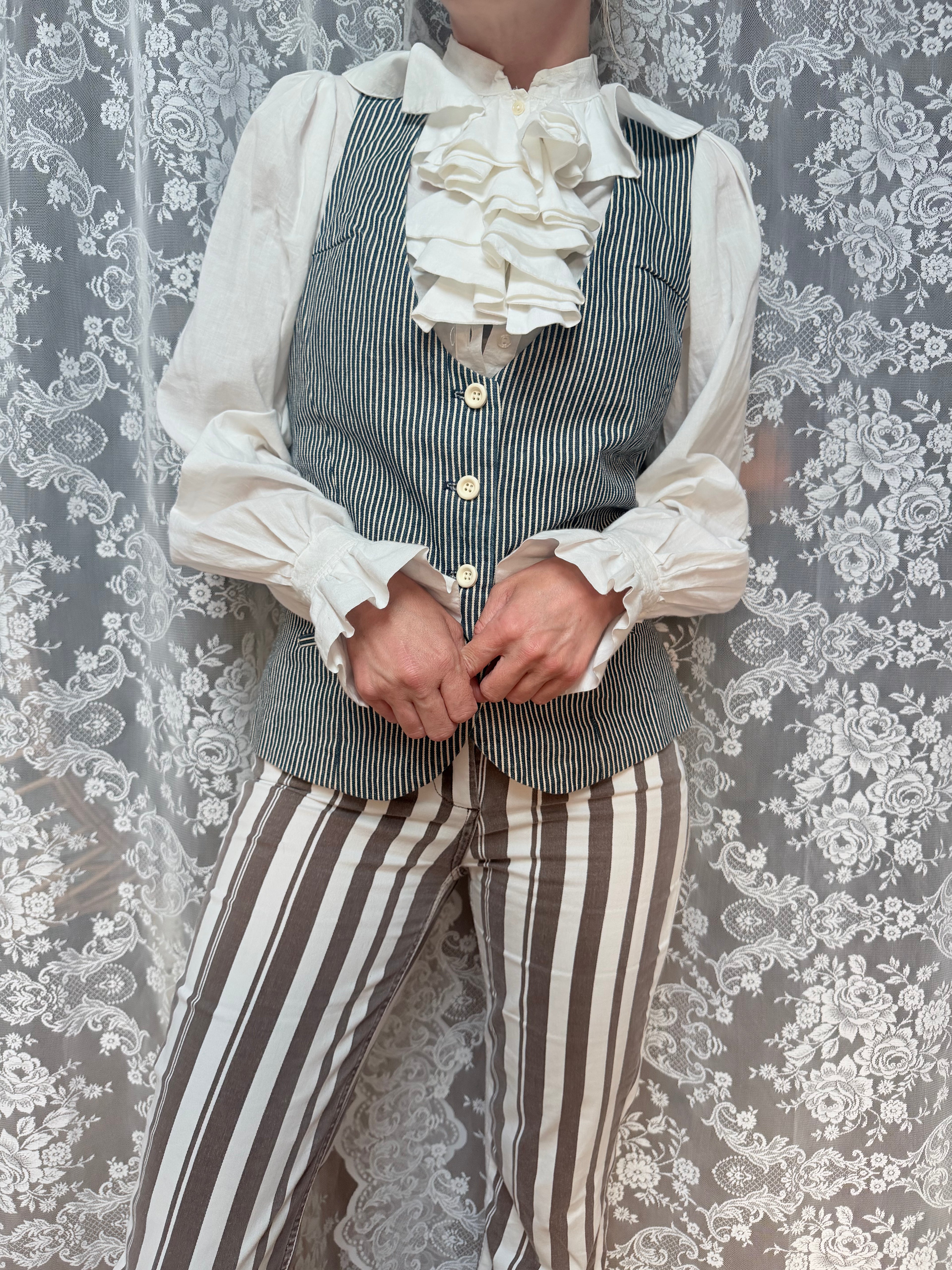 Mary Quant of London 1960s Pinstripe Tailored Waistcoat
