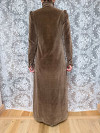 Vintage 1970s Brown Velvet Prairie Maxi Dress