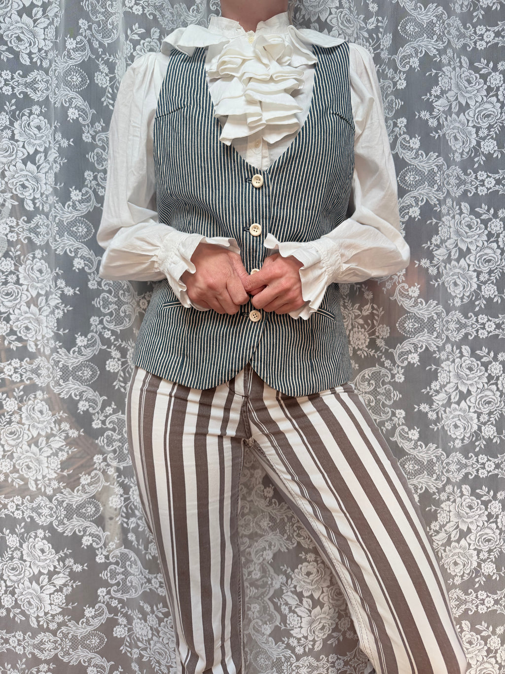 Mary Quant of London 1960s Pinstripe Tailored Waistcoat