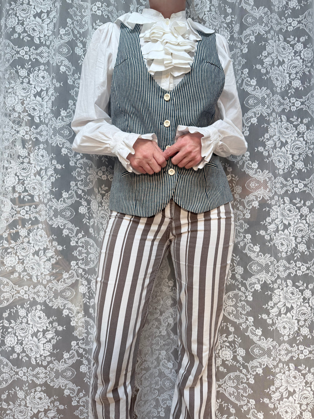 Mary Quant of London 1960s Pinstripe Tailored Waistcoat