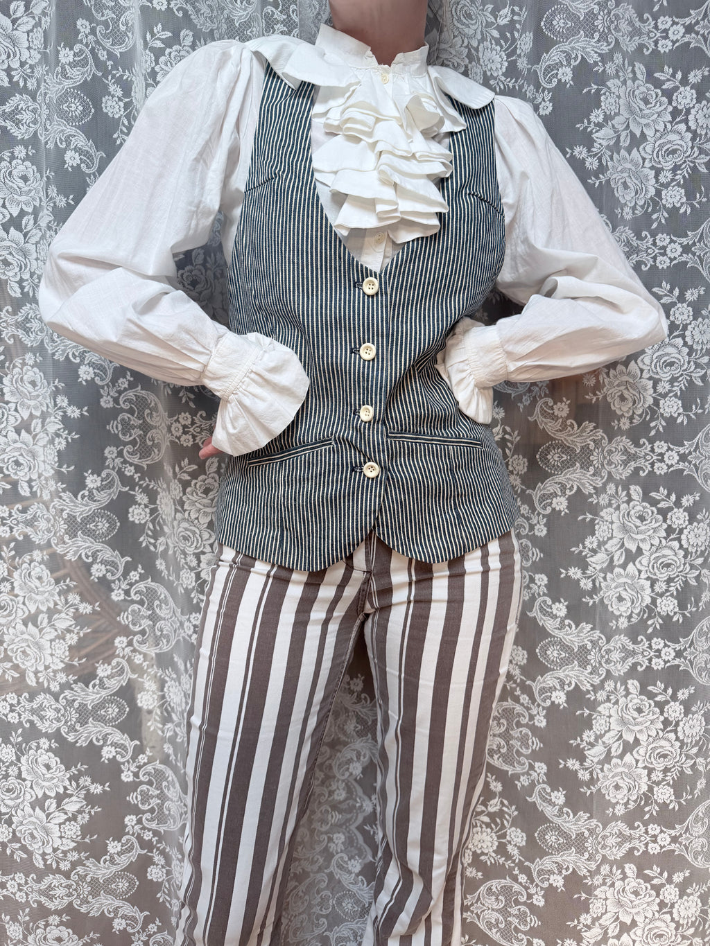 Mary Quant of London 1960s Pinstripe Tailored Waistcoat