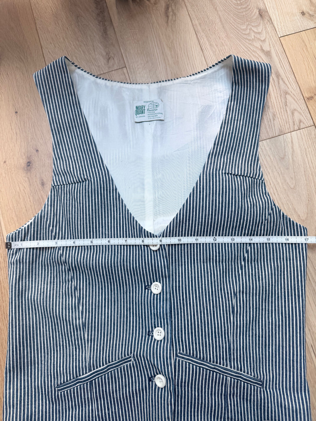 Mary Quant of London 1960s Pinstripe Tailored Waistcoat