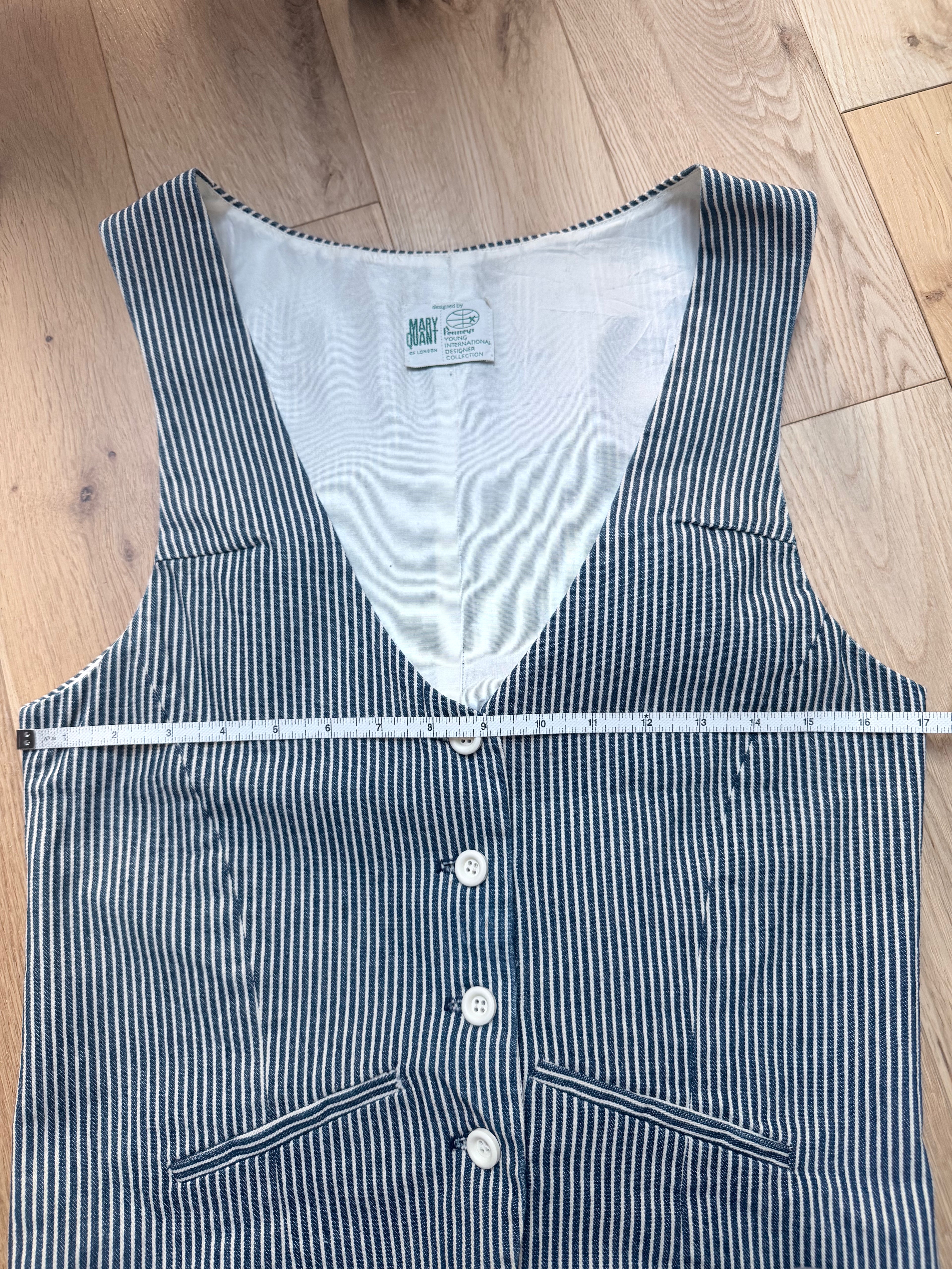 Mary Quant of London 1960s Pinstripe Tailored Waistcoat