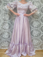 Vintage 1970s Lilac Lace Ruffle Sleeve Prairie Dress | Beauty and the Beast Ballgown