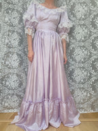 Vintage 1970s Lilac Lace Ruffle Sleeve Prairie Dress | Beauty and the Beast Ballgown