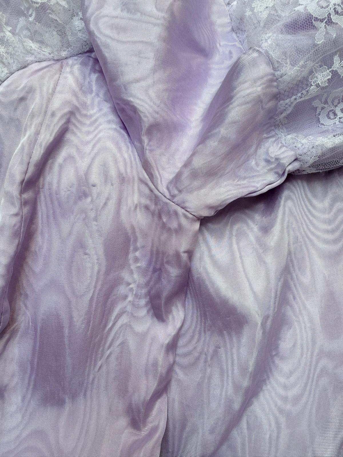 Vintage 1970s Lilac Lace Ruffle Sleeve Prairie Dress | Beauty and the Beast Ballgown