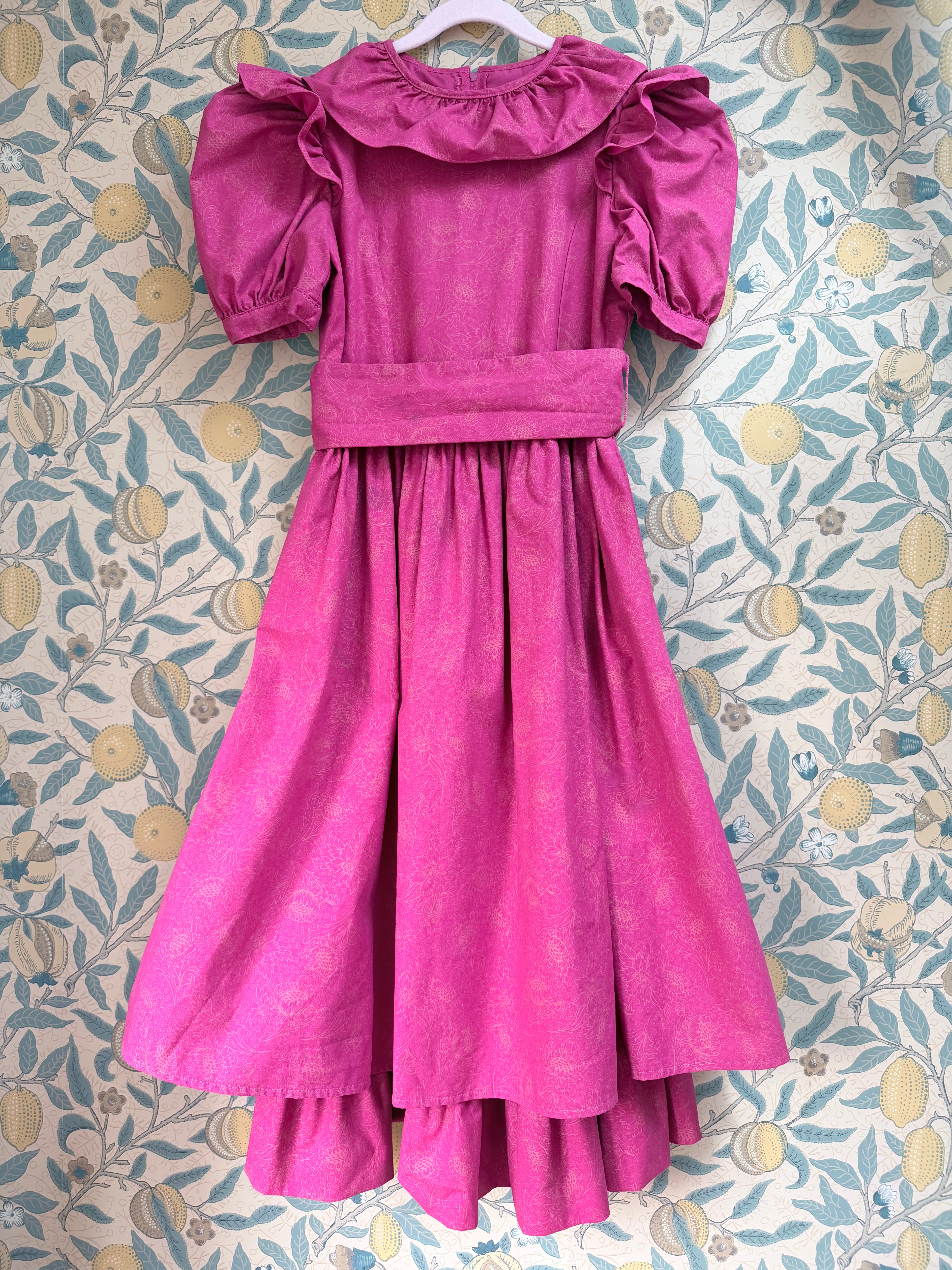 Vintage 1980s Laura Ashley Bright Fuchsia Prairie Bridesmaid Dress