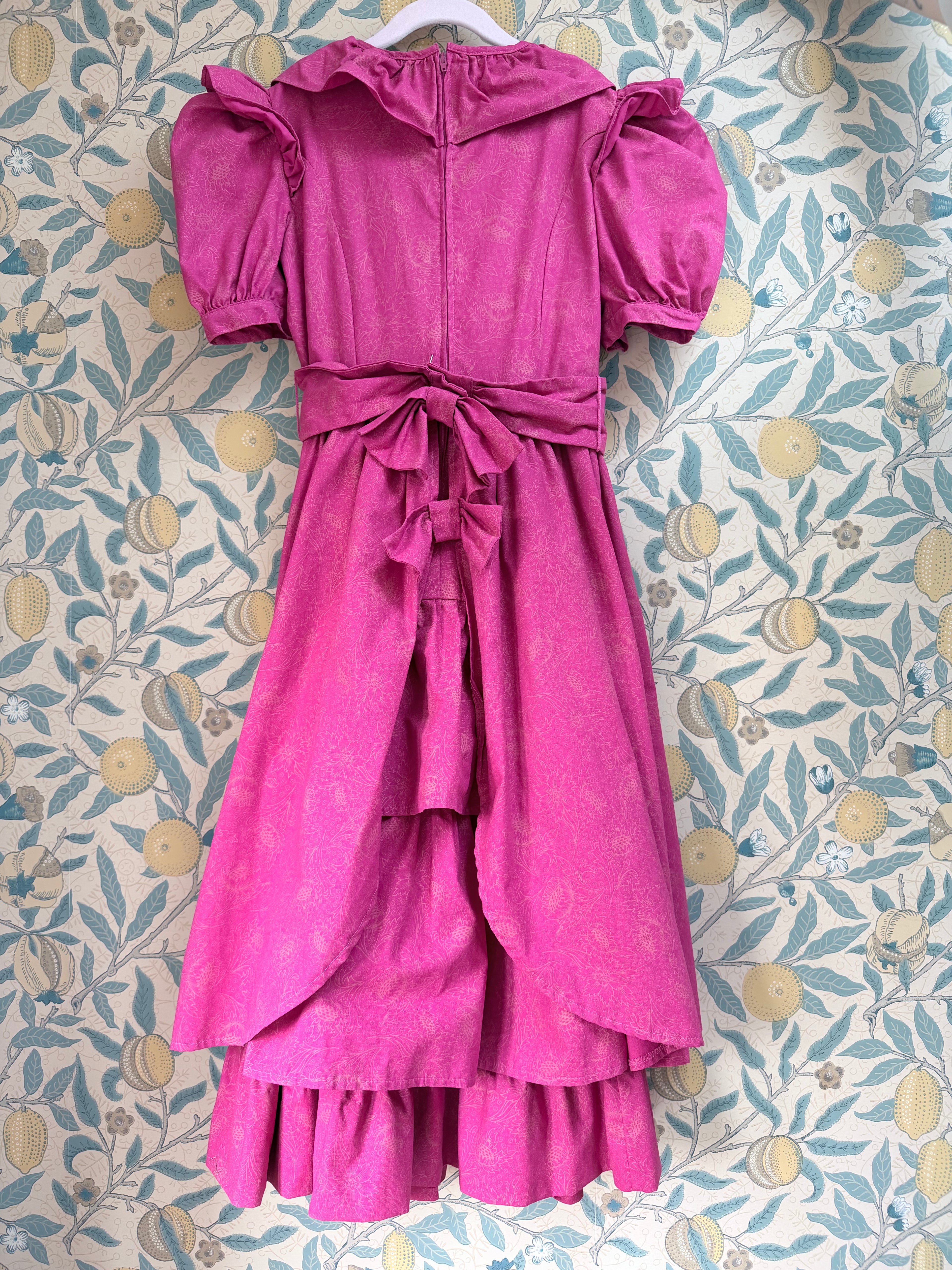 Vintage 1980s Laura Ashley Bright Fuchsia Prairie Bridesmaid Dress