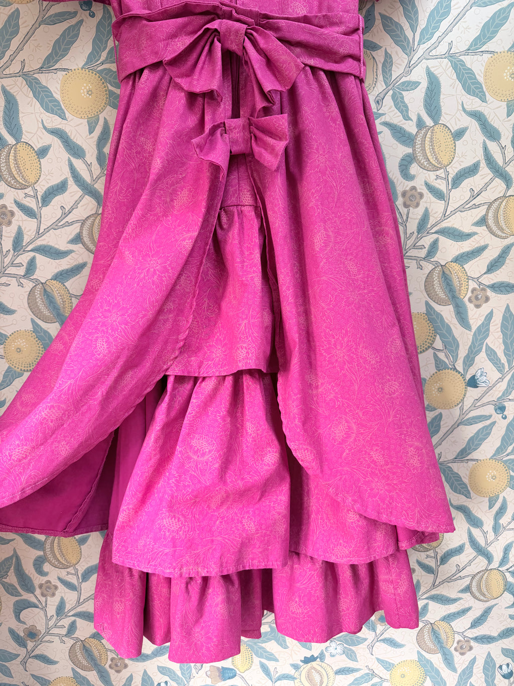 Vintage 1980s Laura Ashley Bright Fuchsia Prairie Bridesmaid Dress