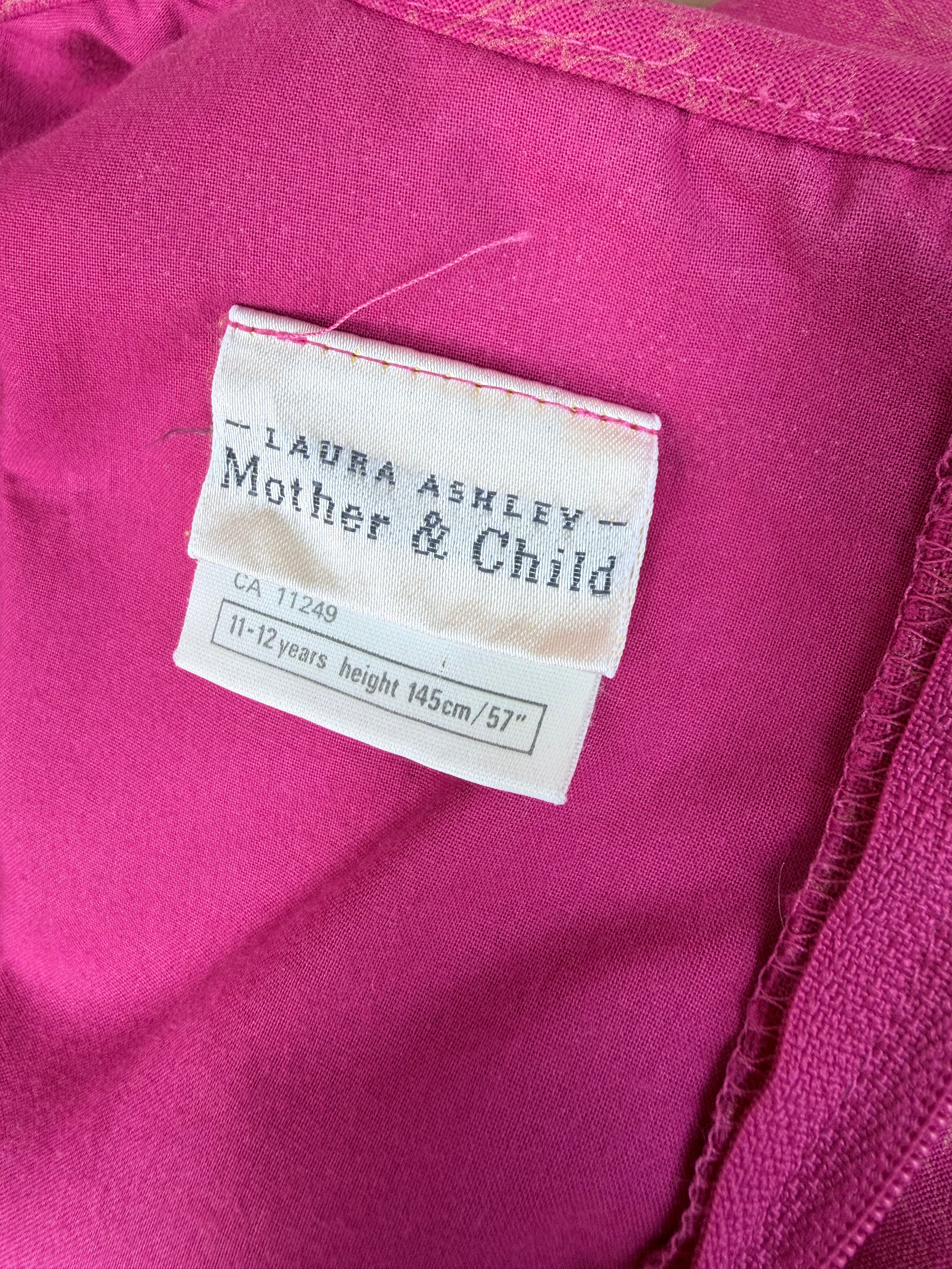 Vintage 1980s Laura Ashley Bright Fuchsia Prairie Bridesmaid Dress