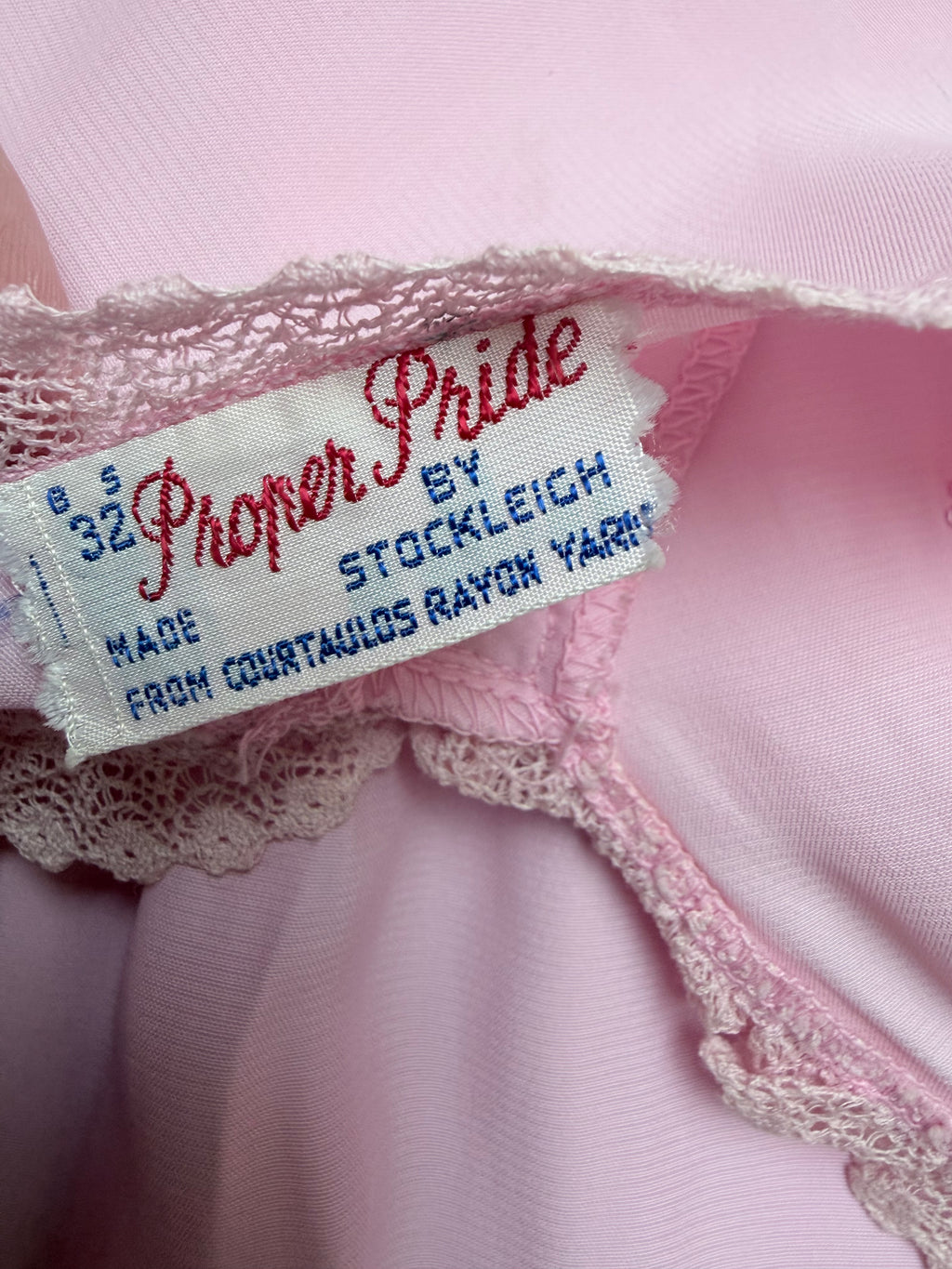 1950s Baby Pink Rayon Slip Dress Embroidered Nightdress