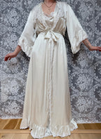 Vintage Satin Negligee & Bell Sleeve Gown Set